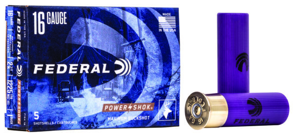 Federal F1641B Power-Shok Magnum 16Gauge 2.75" 12Pellets 1 3/16oz 1BuckShot 5 Per Box/50 Case