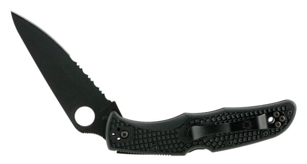 Spyderco C10PSBBK Endura 4 Lightweight 3.75" Folding Clip Point Part Serrated Black TiCN VG-10 SS Blade Black  Textured FRN Handle Includes Pocket Clip