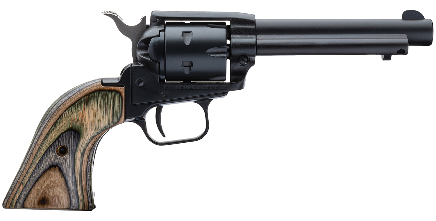 Heritage Mfg RR22MBS4 Rough Rider 22 LR 22 WMR 6 Shot 4.75" Black Satin Barrel, Cylinder & Frame, Camo Laminate Grips