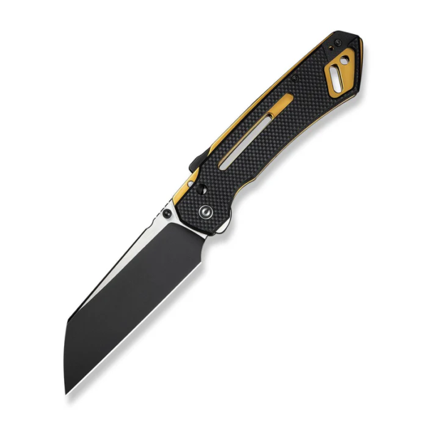CIVIVI Buster FG Thumb Stud & Superlock Knife Black Coarse G10 Handle (4.2"" Black Stonewashed Nitro-V Blade, Satin Flat)