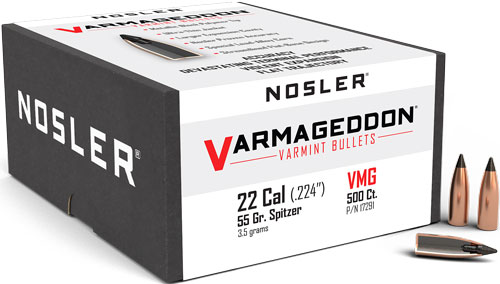NOSLER BULLETS 22 CAL .224 - 55GR VARMAGEDDON TIPPED 500CT