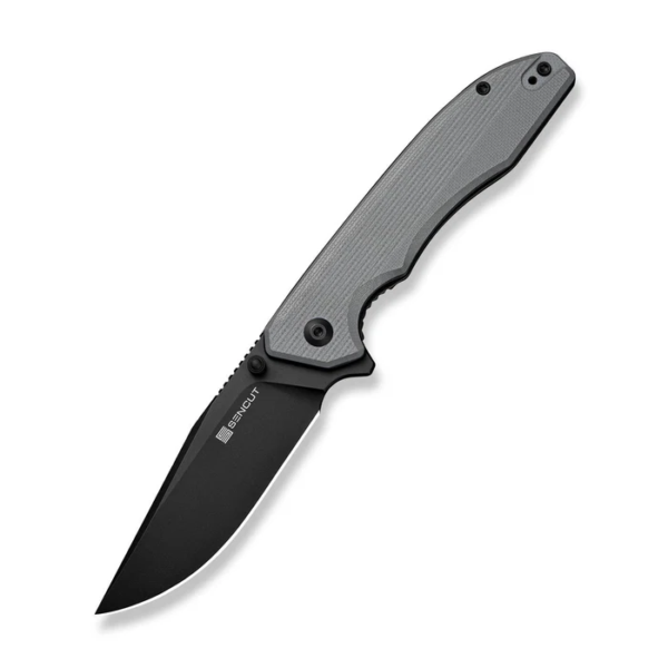 SENCUT Sylor Flipper & Thumb Stud Knife Gray G10 Handle (3.35"" Black D2 Blade)