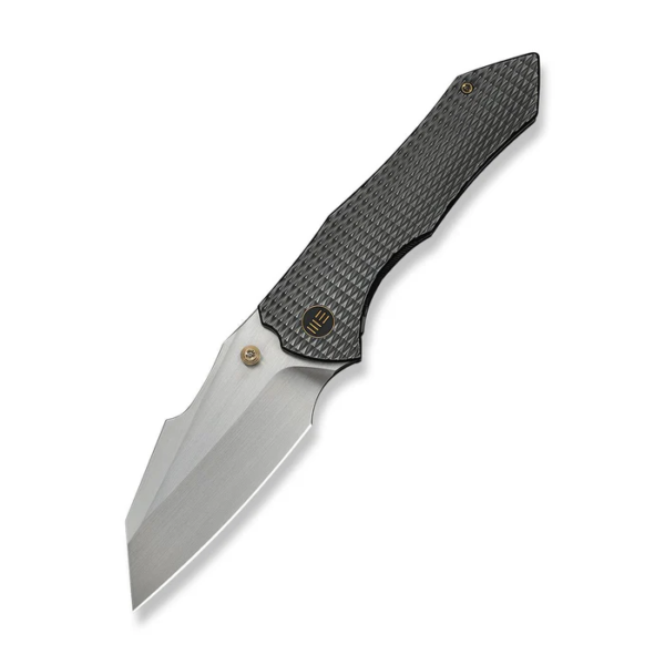 High-Fin XL Thumb Stud Knife Diamond Patterned Polished Gray Titanium Handle (3.48"" Hand Rubbed Satin CPM 20CV Blade) WE24010-6
