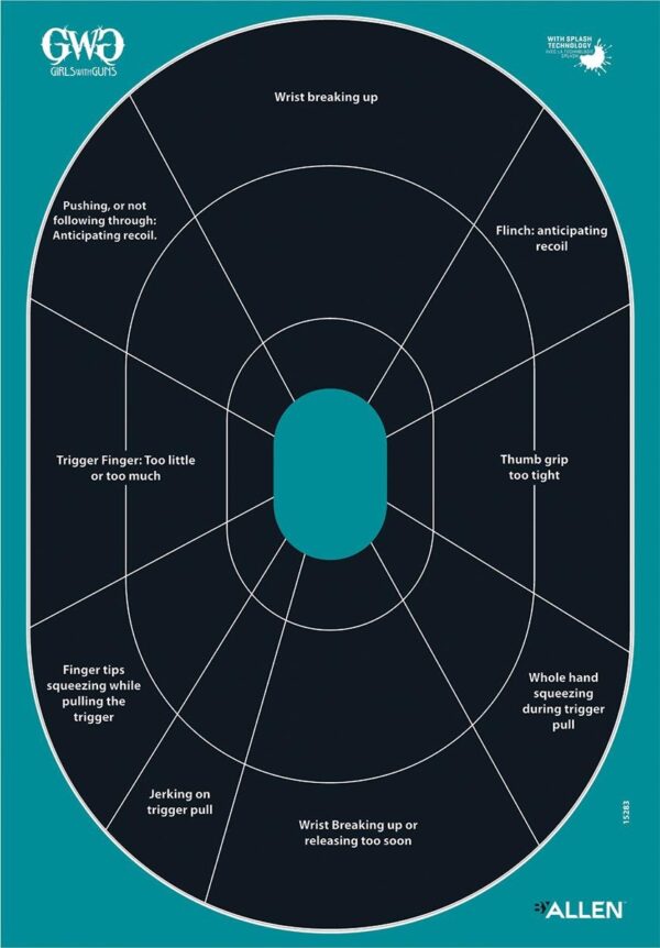 Allen Girls with Guns Splash Adhesive Oval Silhoutte Target 12x18 - 5/ct