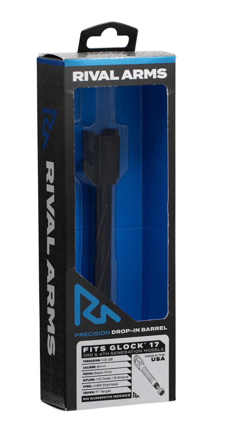 Rival Arms RA20G102A Precision  9mm Luger Compatible w/Glock 17 Gen3-4, 4.49" Fluted Threaded Black PVD Stainless Steel