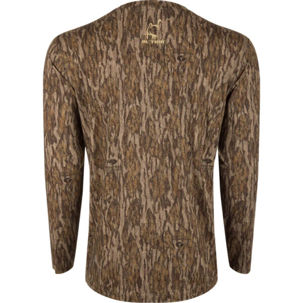 Drake Ol' Tom Performance Crew Camo Print LS MO Bottomland Medium
