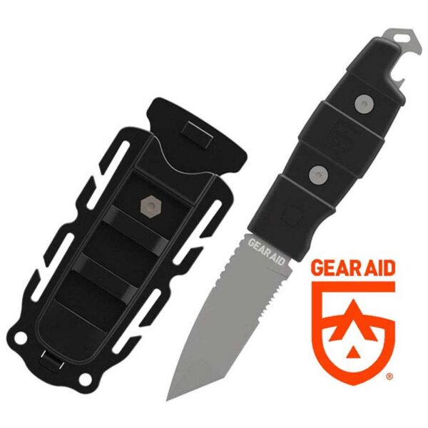 Kotu 3 inch Drop Point Serrated Edge Black Handle Black Sheath