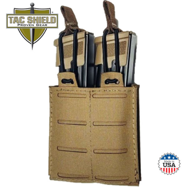RZR Molle Double Pistol Speed Load Pouch Coyote