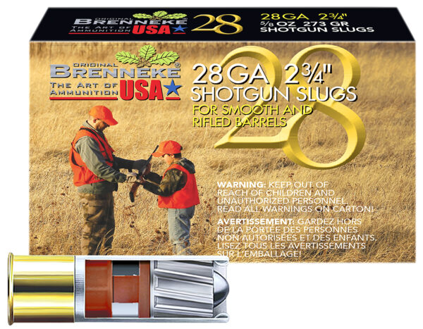 Brenneke SL282BR Brenneke 28  28Gauge 2.75" 5/8oz Slug Shot 5 Per Box/50 Case