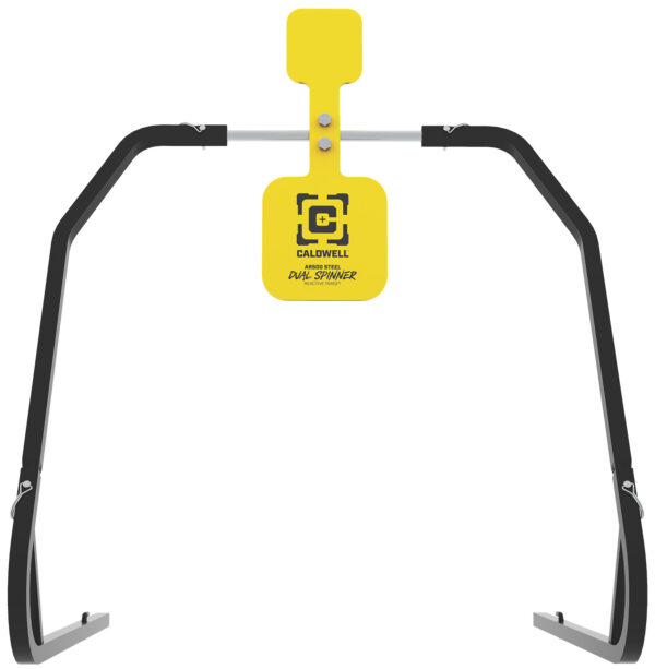 Caldwell 1196226 Daul Spinner  Yellow AR500 Steel 3/8" Thick Standing Target Includes 5" & 8" Plates