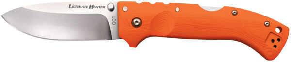 Cold Steel CS30URY Ultimate Hunter  3.50" Folding Drop Point Plain American S35VN Blade/5" Orange G10 Handle Includes Belt Clip