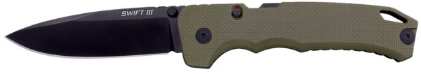 Cold Steel CSFL40AT Swift III EDC 4" Folding Plain Black PVD CPM M4 Steel Blade, OD Green Textured G10 Handle, Presentation Box