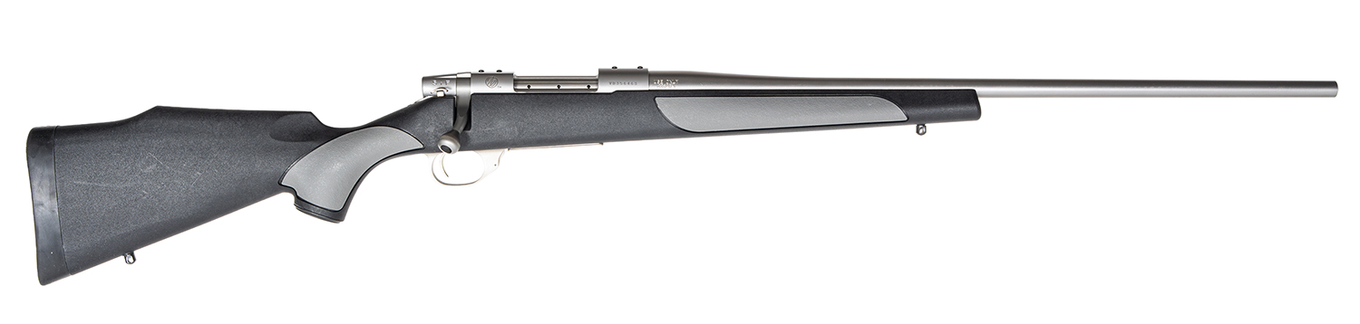 Weatherby  Vanguard Weatherguard Full Size 25-06 Rem 5+1 24" Satin Threaded Barrel, Satin Stainless Steel Drilled & Tapped Receiver, Black/Gray Weatherguard Stock