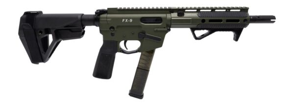 Freedom Ordance FX9P8E-ODG FX9P Elite 9mm Luger 8" Black Nitride Threaded Barrel, OD Green Anodized Aluminum Receiver w/Picatinny Rail, M-LOK Handguard, Black Polymer SB Tactical SBA5 Brace, Black Pol