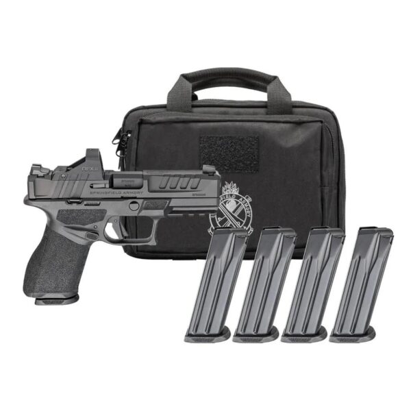 Springfield Armory Gear Pac Echelon 4.0C Handgun 9mm Luger 15rd(1) & 18rd(3) Magazines 4" Barrel Black/White Sights Green Dot  & Bag