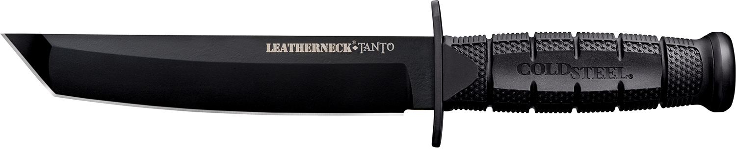 Cold Steel CS-39LSFCT Leatherneck  7" Fixed Plain Tanto Black Matte Powder Coat German D2 Steel Blade/Black Deep Checkered w/double Quillon Guard/ Griv-Ex Handle