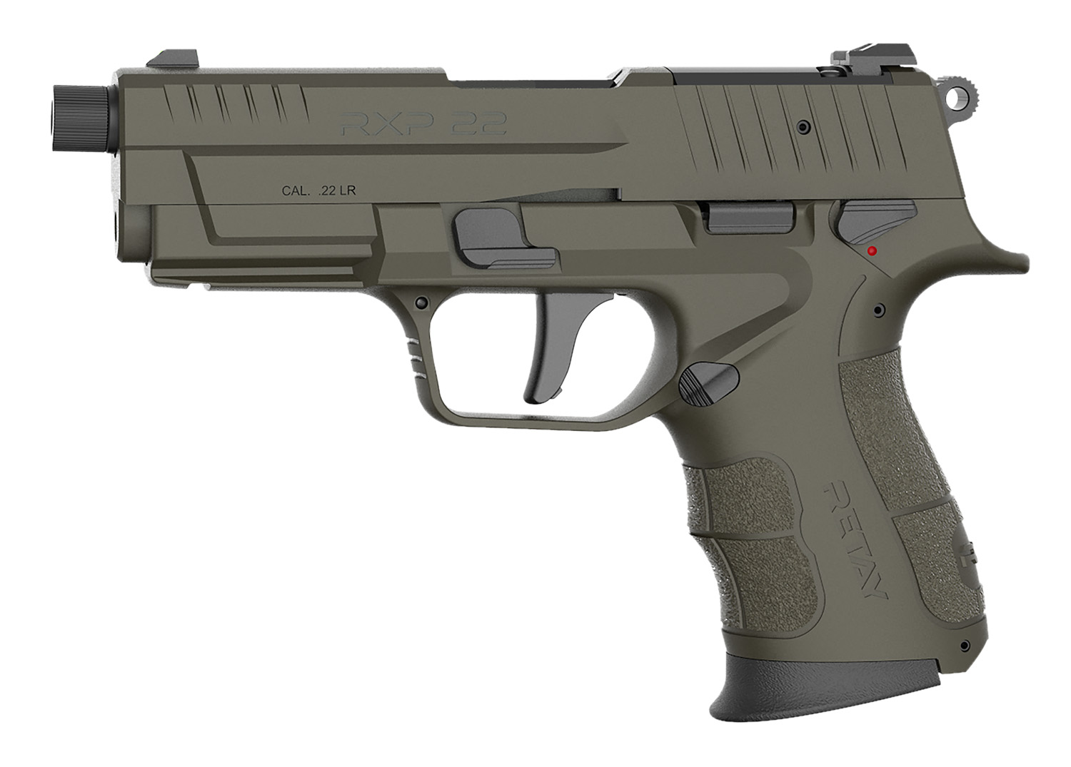 Retay USA RXP22OD13TH RXP  22 LR 13+1 4" Black Threaded Barrel, OD Green Cerakote RMR/RMSc Optic Ready/Serrated Slide, OD Green Cerakote Polymer Frame w/Accessory Rail, Textured Grip