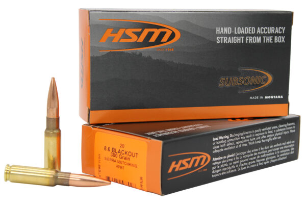 HSM 86BLK1N   8.6Blackout 300gr Hollow Point Boat Tail 20 Per Box/25 Case