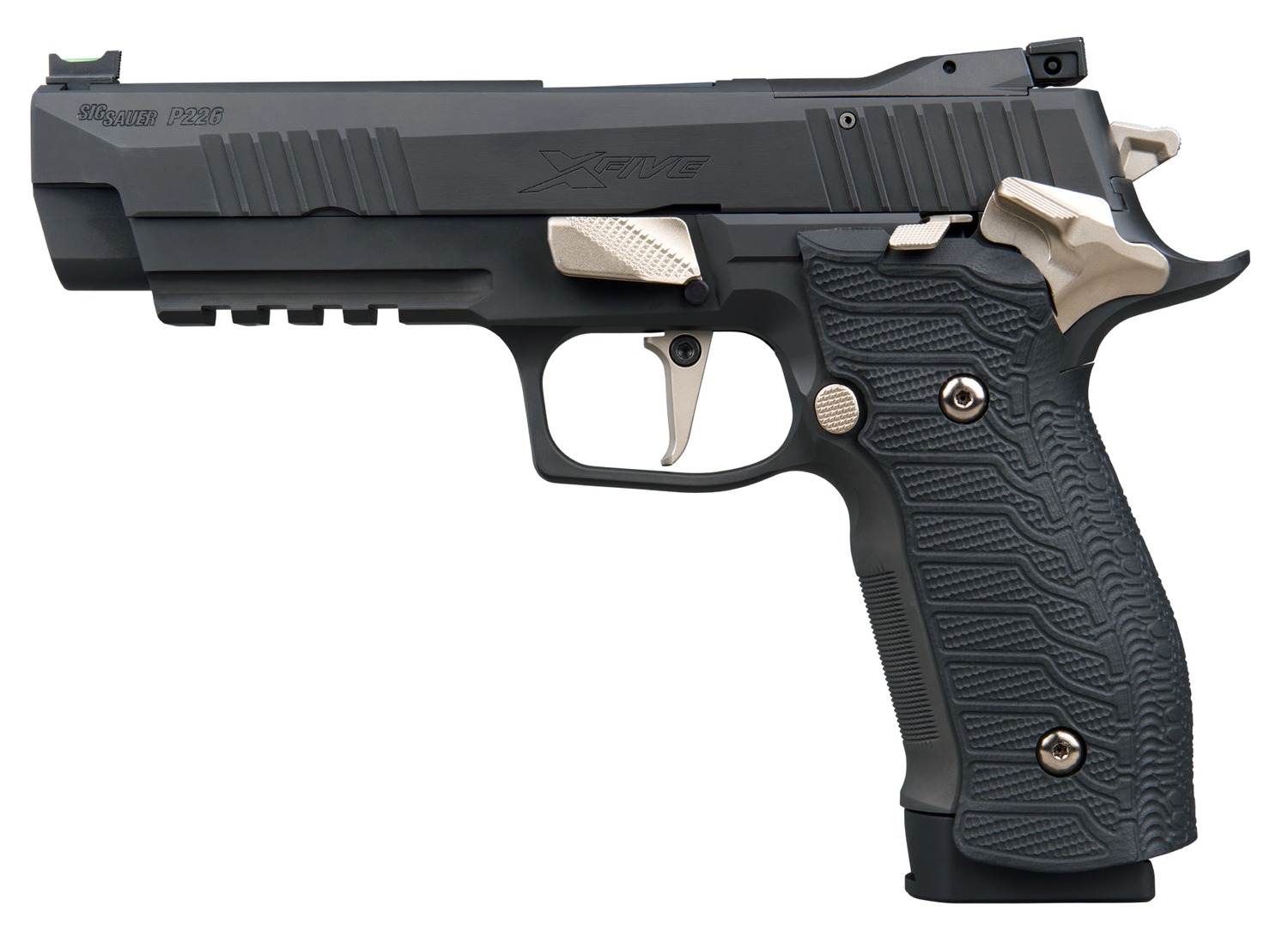 Sig Sauer 226X59NMRSAO10 P226 XFive Nightmare Full Size Frame 9mm Luger 10+1 5" Bull Barrel, Black Nitron Stainless Steel Optic Ready/Serrated Slide & Frame w/Beavertail & Picatinny Rail, Custom Hogue
