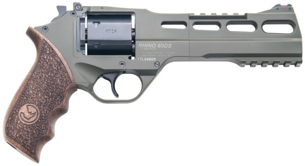 Chiappa Firearms CF340282 Rhino 60SAR SAO 357 Mag 6rd 6" Blued Cylinder OD Green Steel Barrel OD Green Cerakote Aluminum Frame with Walnut Grip