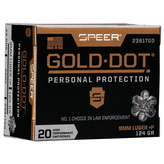 SPEER 9MM 124GR +P GOLD DOT HP 20/10