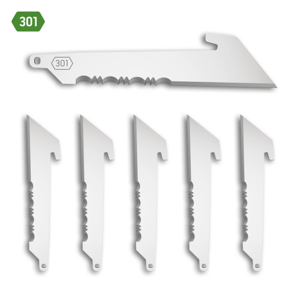 3 UTILITY W/ SERRATIONS BLADE PACK (Black, 6 Blades)