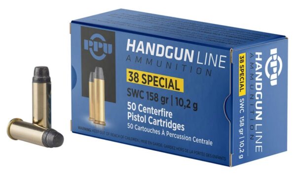PPU .38 SPECIAL SW 158GR 50RD BOX 10 BOXES PER CASE