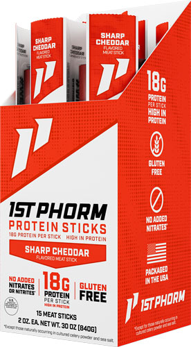 1ST PHORM PROTEIN BEEF STICKS - SHARP CHEDDAR 15 STICKS
