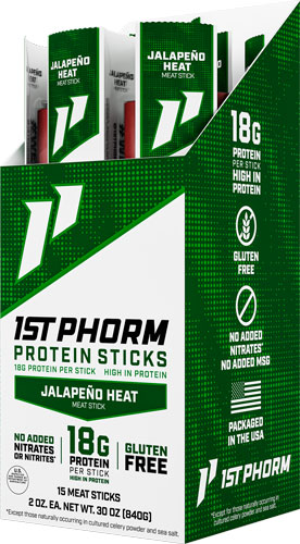 1ST PHORM PROTEIN BEEF STICKS - JALEPENO HEAT 15 STICKS