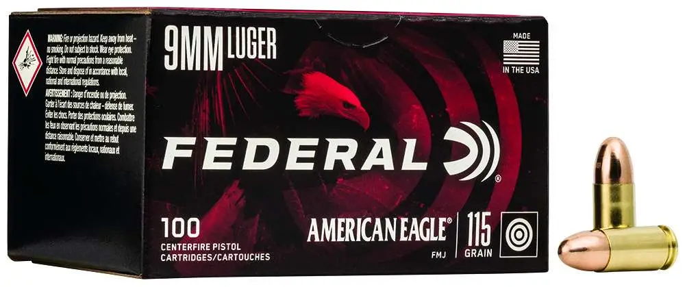 FEDERAL 9MM LUGER 115GR FMJ 100 RD 100 RD/BX 5 BX/CS