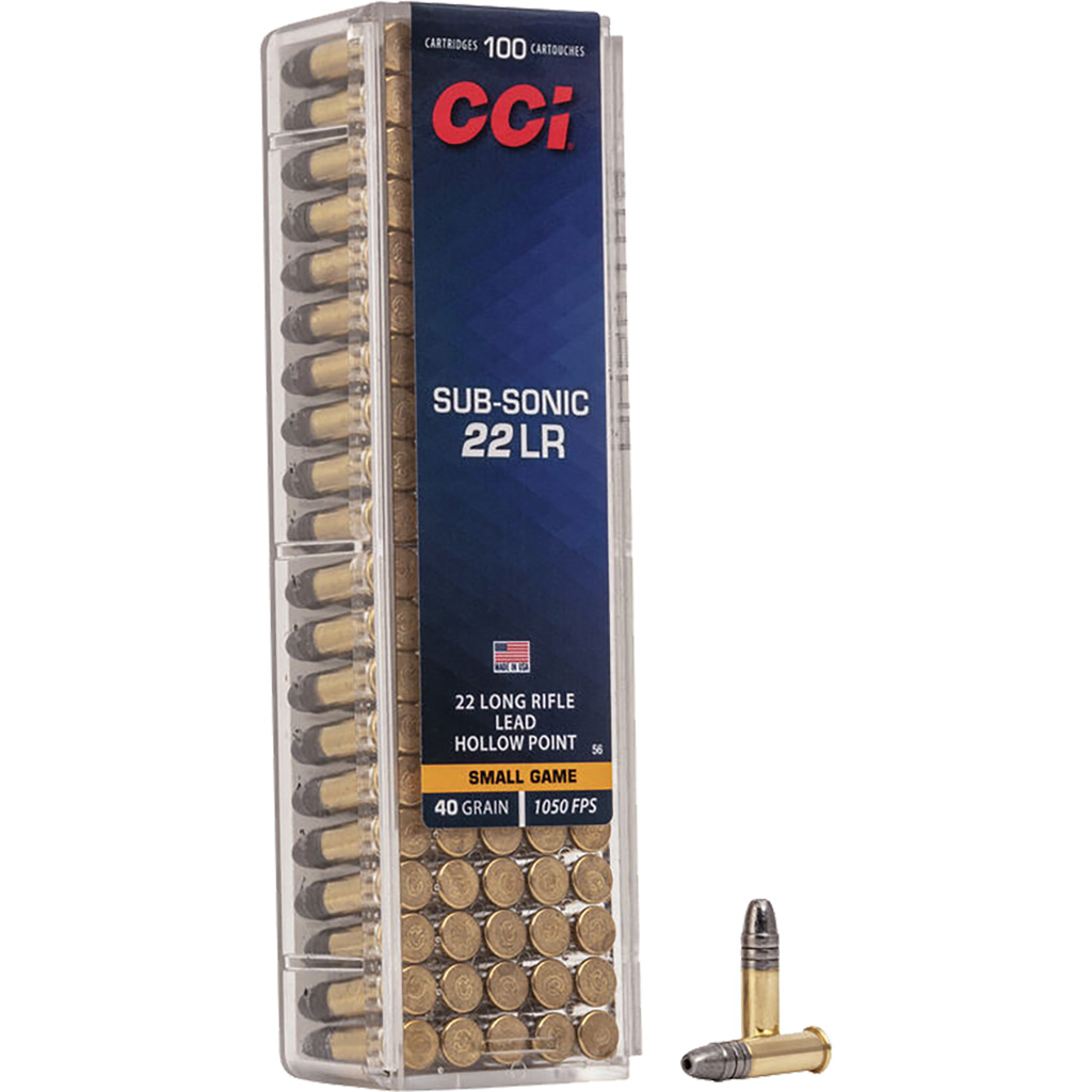 CCI Subsonic Rimfire Ammo 22 LR 40 gr. Lead Hollow Point 100 rd.