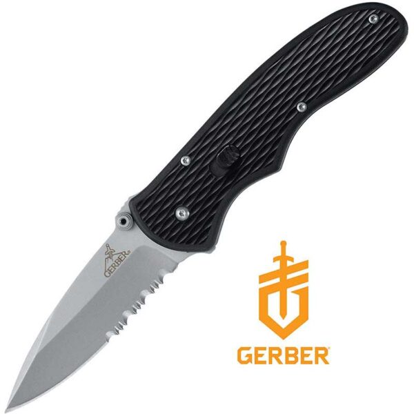 Fast Draw 7.13 inch Serrated Edge with Black Handle