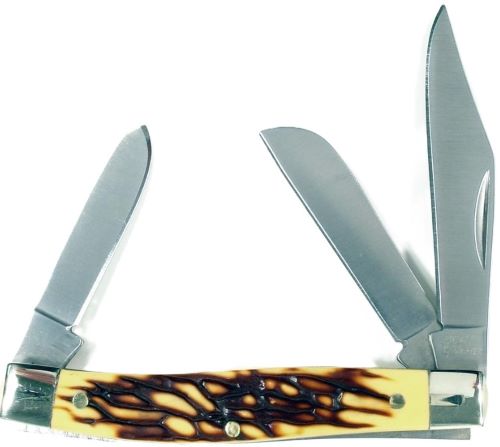 RUKO FOLDER 3.5" SIMULATED - DEER HORN HANDLE CLAMSHELL