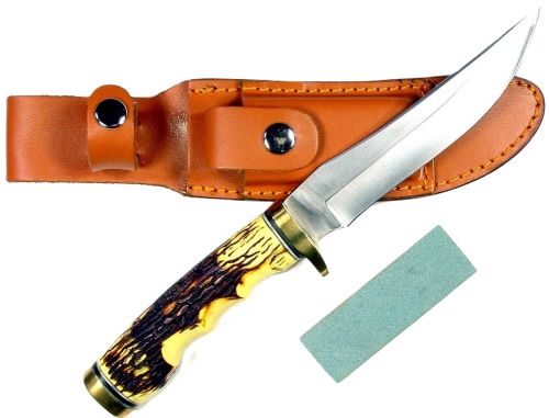 RUKO FIXED BLADE HUNTING KNIFE - 5" DELRIN DEER HORN HANDLE