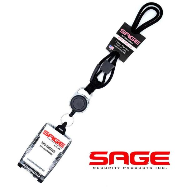 Security Badge Holder RFID Dual Sided and Retractable Black