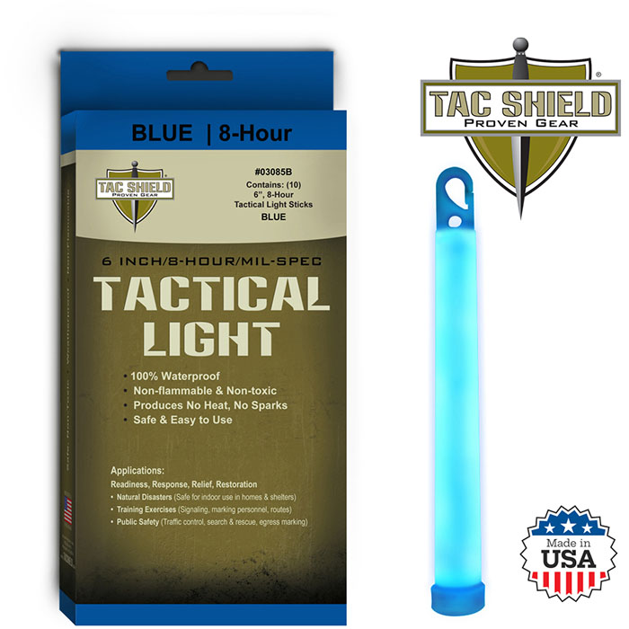 Tactical 8 Hour Light Stick 10 Pack Blue 6 inch
