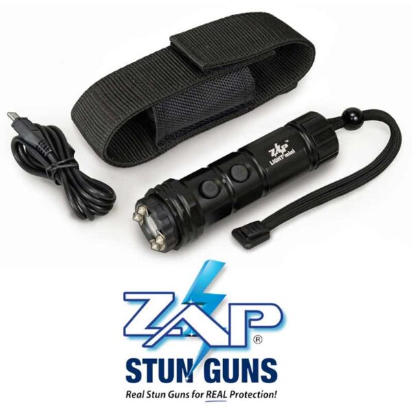 Zap 800000 Volt Mini Stun Gun with Flashlight and Rechargeable Battery Black