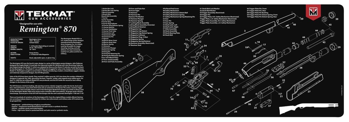 TekMat 12x36 Gun Cleaning Mat - Remington 870