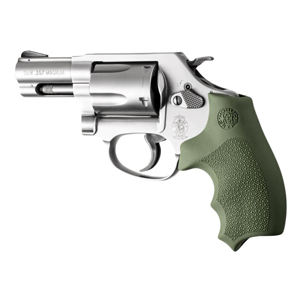 Hogue Overmolded Rubber Bantam Grip Closed Backstrap S&W Round Butt J-Frame Revolvers OD Green