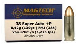 MagTech Handgun Ammunition .38 Super 130 gr FMJ 1215 fps 50/ct