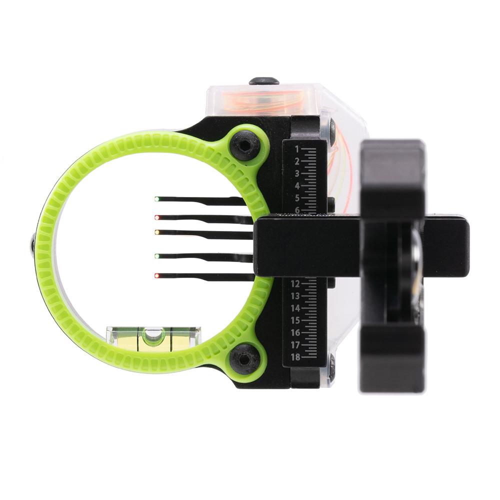 Black Gold Rush Archery Sight 5 .019 Pins 4" Dovetail with 3rd Axis Micro .019 RH Black
