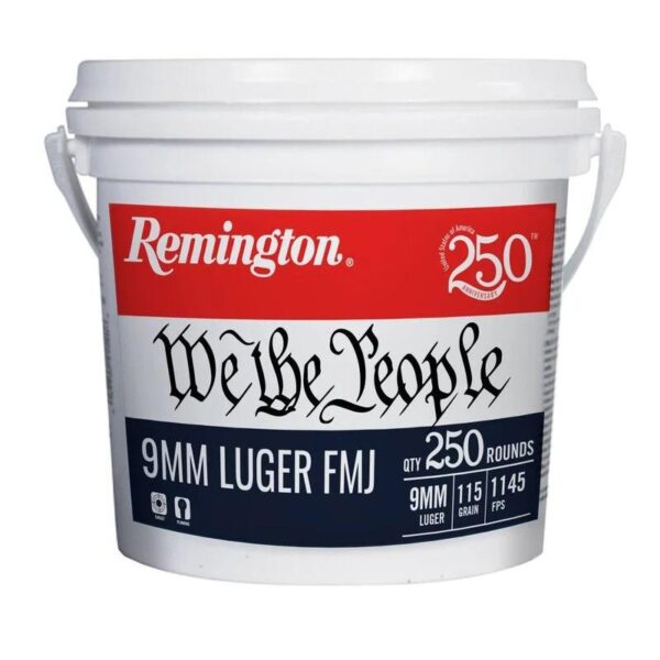 Remington "We the People" Handgun Ammunition 9mm Luger 115gr FMJ 1145 fps 250/ct Bucket