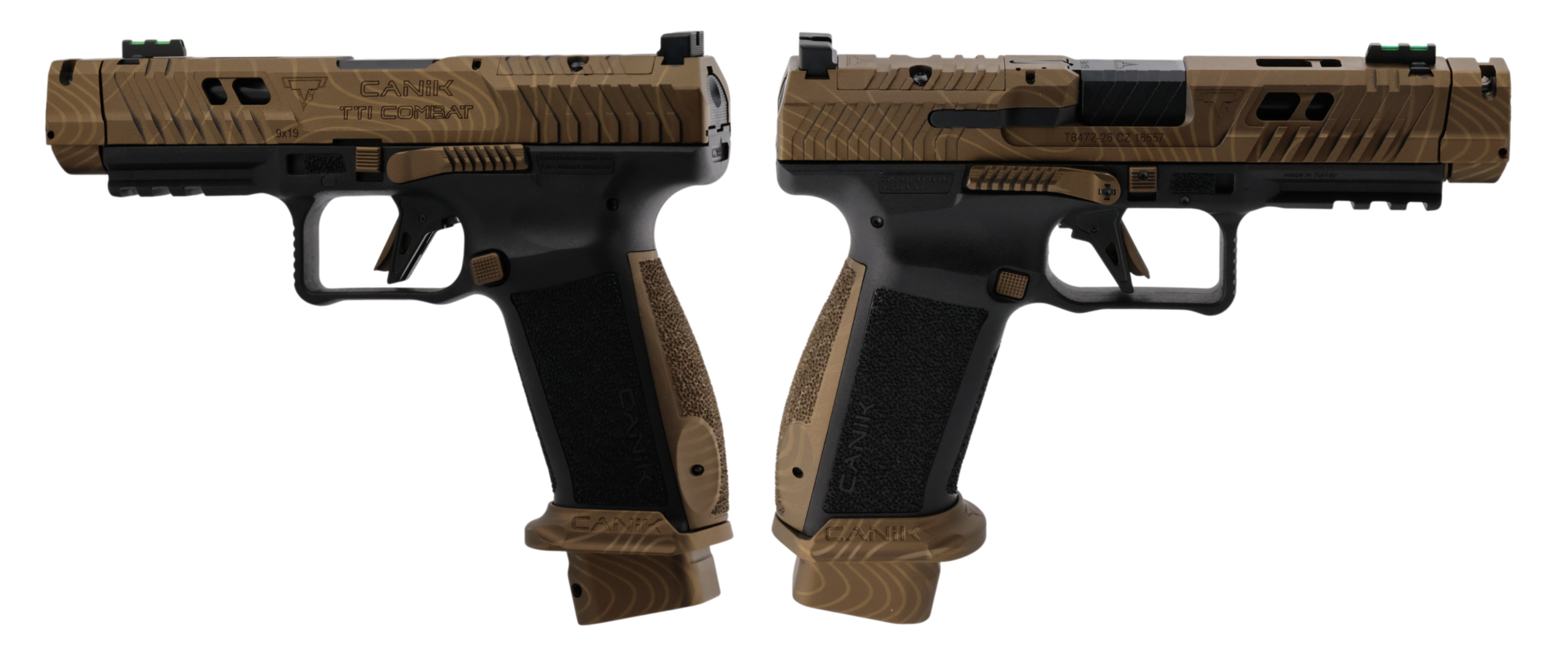 CENTURY CANIK TTI COMBAT TOPO ENGRAVED BRONZE/BLK 9MM PISTOL 4.6" 2-18RD