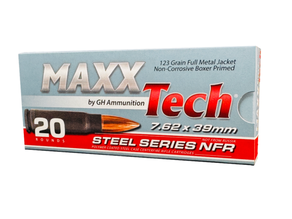 MAXXTECH 7.62X39 STEEL CASE 123GR FMJ 20RD/BX 30BX/CS