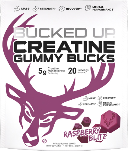 BUCKED UP CREATINE GUMMIES - RASPBERRY BLITZ 20 SERVINGS