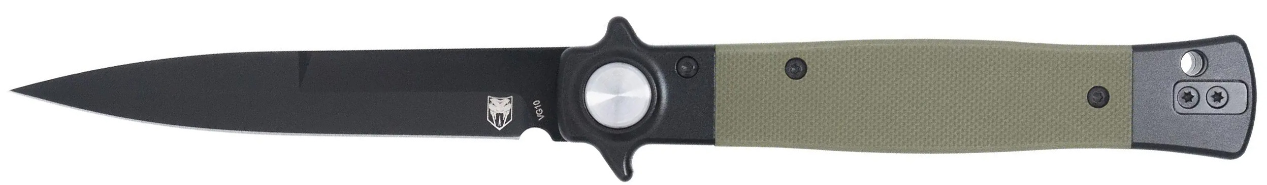 CBT Stiletto Button Lock Knife - OD Green