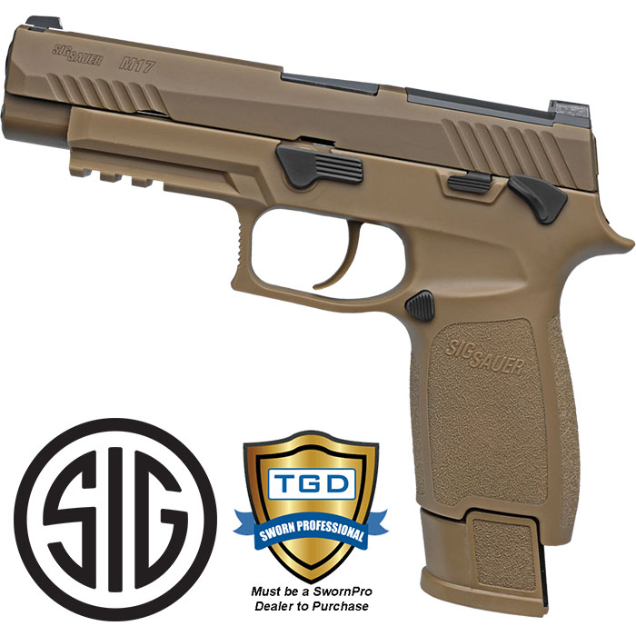 P320 M17 9MM 3.9 inch barrel 1-17 Round and 2-21Round Mags Coyote with Night Sig
