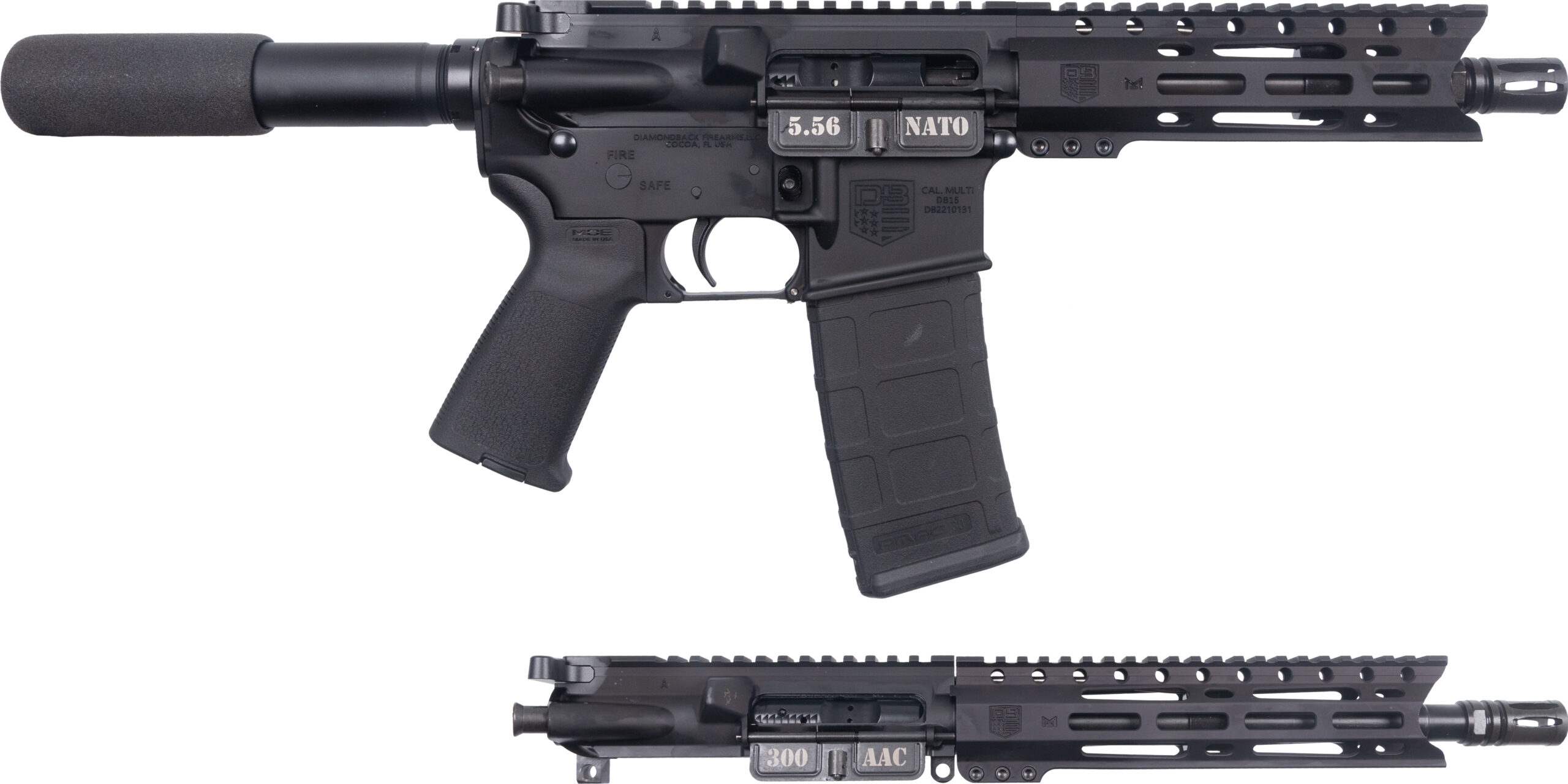 DBF DB15PC 5.56 Pistol with .300 Blackout Upper