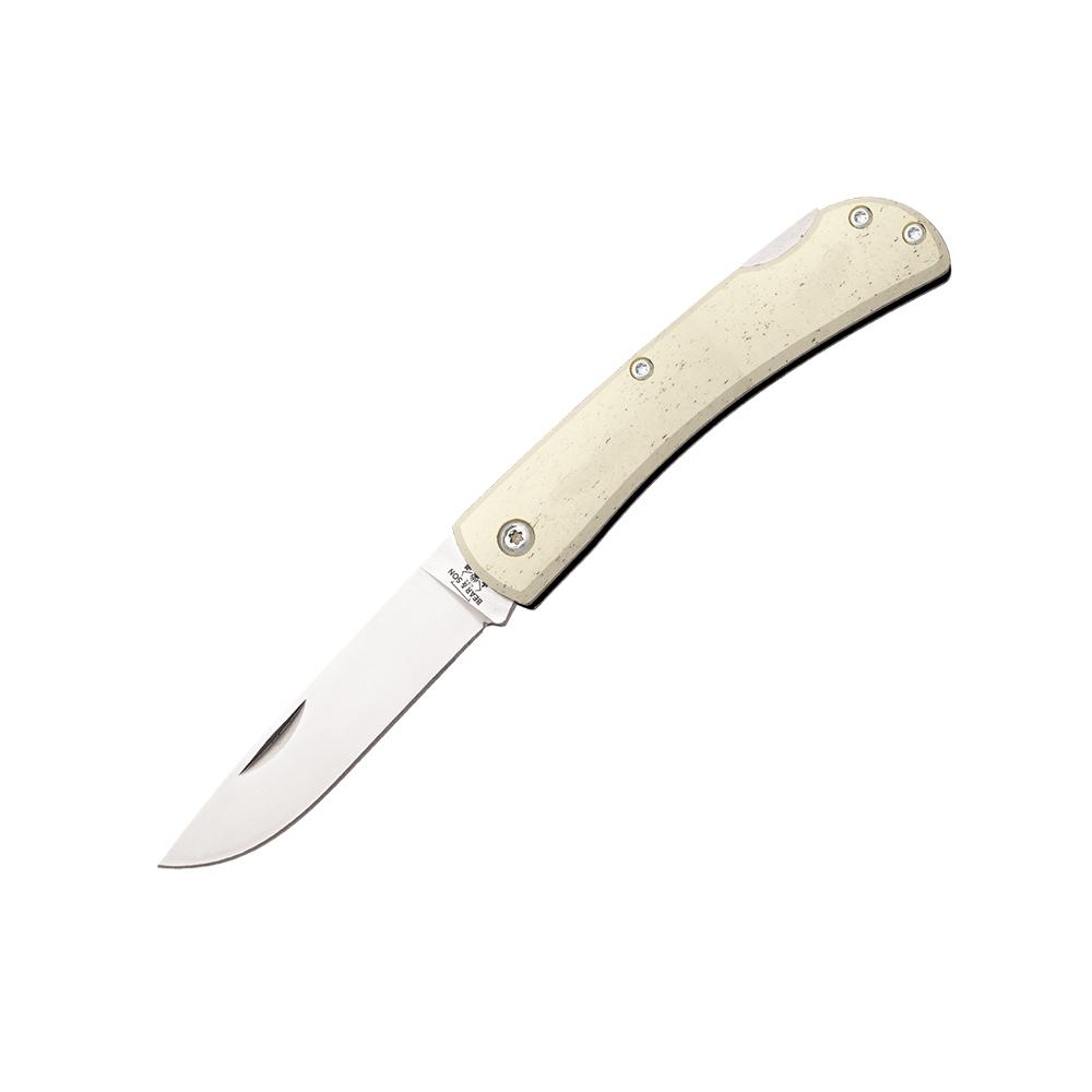 Bear & Son Locking Farmhand Folding Knife 2-3/4" Drop Point Blade White Smooth Bone