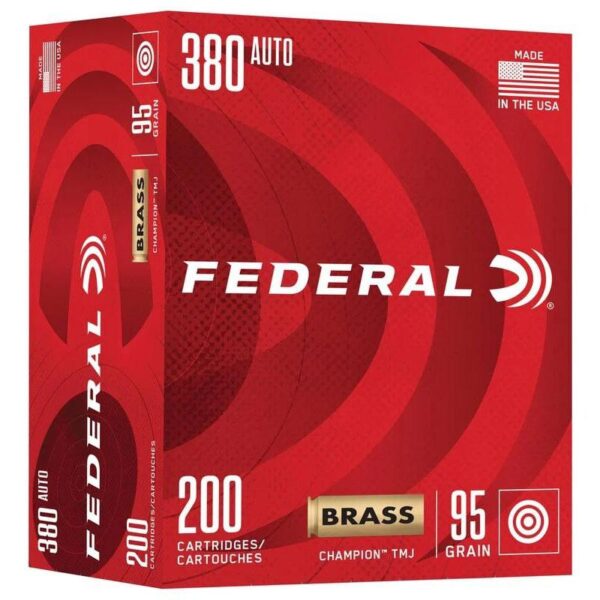 Federal Champion Training 380 Auto 95gr FMJ Ammunition 200 Rounds